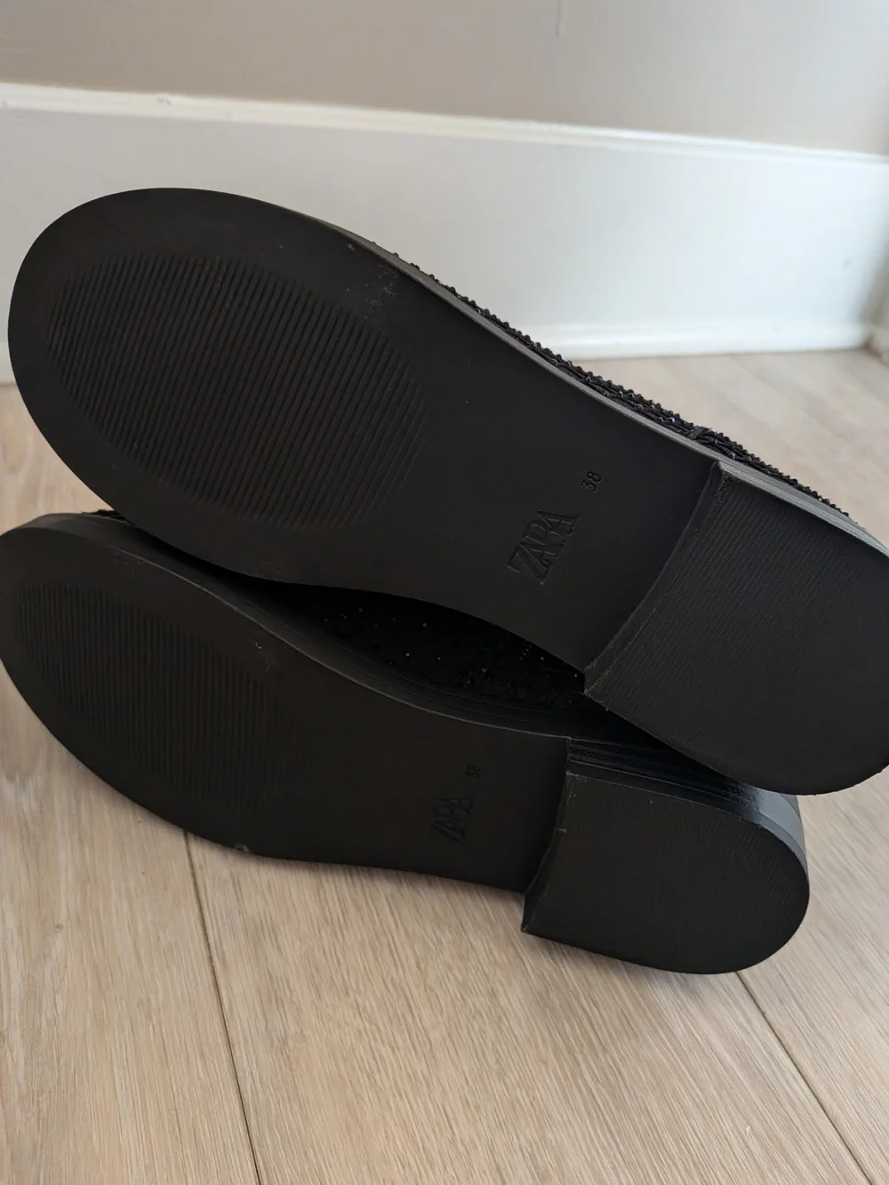ZARA Black Quilted Ankle Booties with Subtle Sparkle